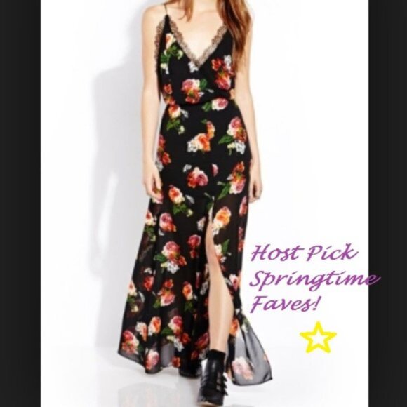 Forever 21 Rose & Lace Open Back Maxi Dress - Picture 2 of 7